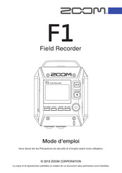 Zoom F1 Field Recorder Mode D'emploi