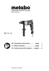 Metabo BE 75-16 Mode D'emploi