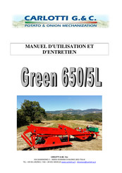 CARLOTTI Green 650/5L Manuel D'utilisation Et D'entretien