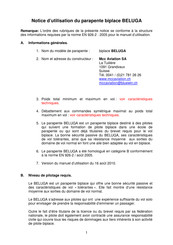 Mcc Aviation BELUGA Notice D'utilisation