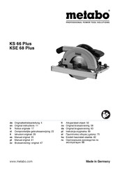 Metabo KSE 68 Plus Notice Originale