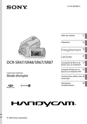 Sony HANDYCAM DCR-SR87 Mode D'emploi