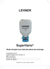 LEHNER SuperVario 110 Mode D'emploi