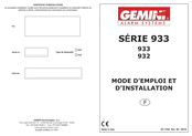 Gemini 933 Série Mode D'emploi Et D'installation