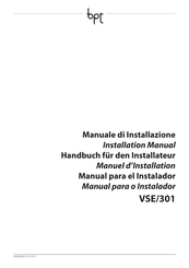 Bpt VSE/301 Manuel D'installation