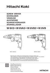 Hitachi Koki W 6V3 Mode D'emploi