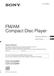 Sony CDX-GT350MP Mode D'emploi