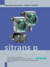 Siemens sitrans p Instructions De Service