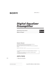 Sony XDP-210EQ Mode D'emploi
