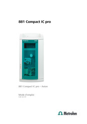 Metrohm 882 Compact IC plus Mode D'emploi