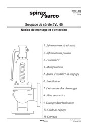 Spirax Sarco SVL 60 Notice De Montage Et D'entretien