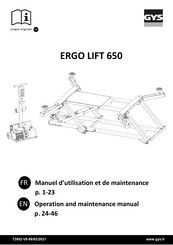GYS Ergo Lift 650 Manuel D'utilisation Et De Maintenance