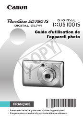 Canon PowerShot SD780 IS DIGITAL ELPH Guide D'utilisation