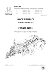 Pronar T285/1 Mode D'emploi