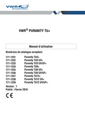 VWR Puranity TU6 UV/UF+ Manuel D'utilisation