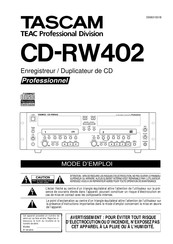 Tascam CD-RW402 Mode D'emploi