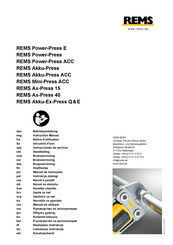 Rems Power-Press E Notice D'utilisation