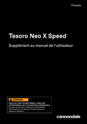 Cannondale Tesoro Neo X Speed Supplément Au Manuel De L'utilisateur