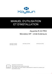 Kaysun Aquantia R-32 PRO KHP-MO 18 DTR2 Manuel D'utilisation Et D'installation