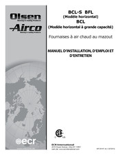 ECR International Olsen Airco BCL 225S Manuel D'installation, D'emploi Et D'entretien