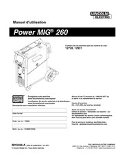 Lincoln Electric Power MIG 260 Manuel D'utilisation