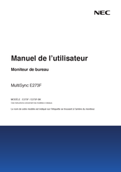 NEC MultiSync E273F-BK Manuel De L'utilisateur