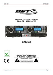 BST CDD 500 Manuel D'utilisation