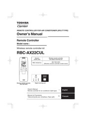 Toshiba Carrier RBC-AX22CUL Manuel Du Propriétaire