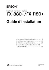 Epson fx-880+ Guide D'installation