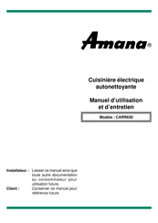 Amana CARR630 Manuel D'utilisation Et D'entretien