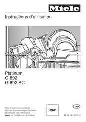 Miele Platinum G 892 SC Instructions D'utilisation