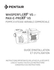 Pentair WHISPERFLOXF VS Guide D'installation Et D'utilisation