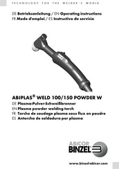 Abicor Binzel Abiplas WELD 100 Powder W Mode D'emploi