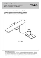 Toto Kiwami Renesse TB170DD Manuel D'installation Et D'utilisation