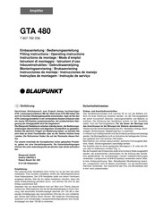 Blaupunkt GTA 480 Instructions De Montage Et Mode D'emploi