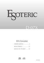 Esoteric D-07X Mode D'emploi
