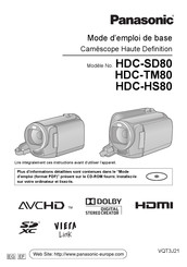 Panasonic HDC-TM80 Mode D'emploi De Base