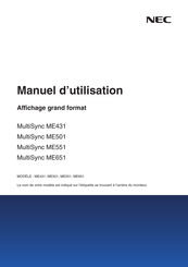 NEC MultiSync ME551 Manuel D'utilisation