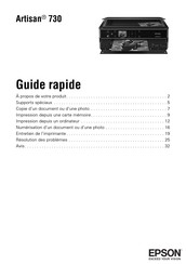 Epson Artisan 730 Guide Rapide