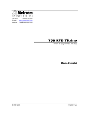 Metrohm 758 KFD Titrino Mode D'emploi