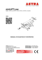 Astra miniLIFT.Low AE102 Manuel D'utilisation Et D'entretien
