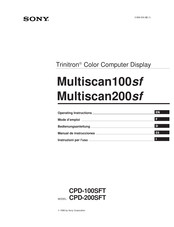 Sony Trinitron Multiscan100sf Mode D'emploi
