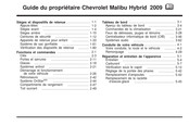 Chevrolet Malibu Hybrid ABC 2009 Guide Du Propriétaire