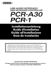 Edirol PCR-A30 Guide D'installation