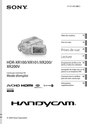 Sony HDR-XR101 Mode D'emploi