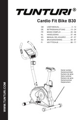 Tunturi Cardio Fit Bike B30 Mode D'emploi