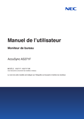 NEC AccuSync AS271F Manuel De L'utilisateur