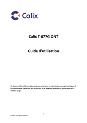 Calix T-077G ONT Guide D'utilisation
