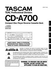 Tascam CD-A700 Manuel Du Propriétaire