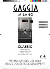Gaggia Milano CLASSIC RI9380 Mode D'emploi